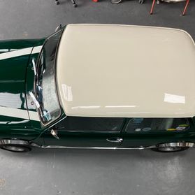 After - Classic mini roof repaired & repainted to old english white! Also a machine polish all over to freshen up the paintwork.