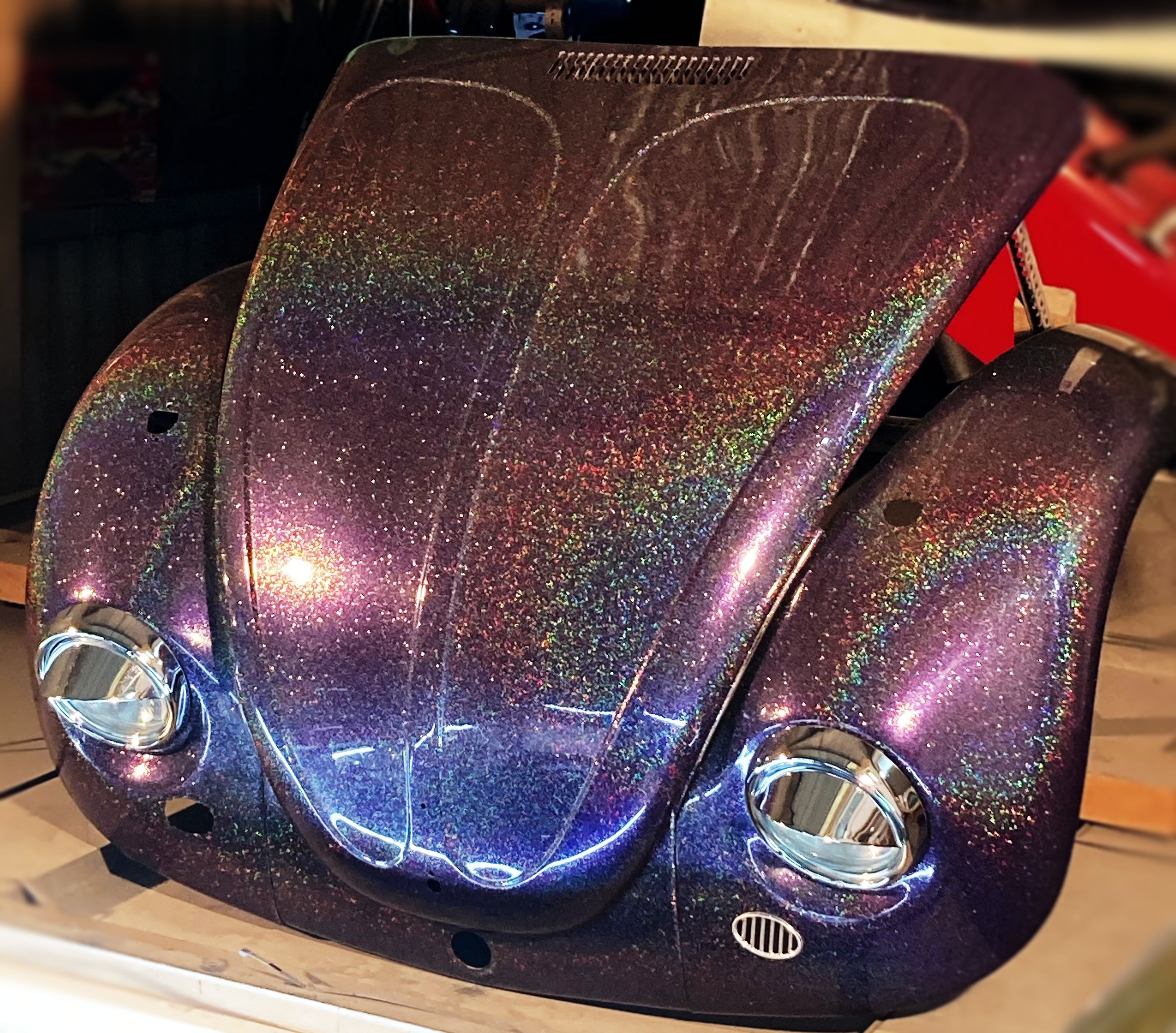 VW Beetle front bonnet wings headlights - Rainbow Flake