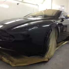 Prestige Autos - Black Aston Martin front end repair & paint